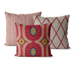 Red Bohemian Farmhouse Cushion Cover